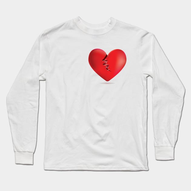 Broken heart with stitches Long Sleeve T-Shirt by AnnArtshock